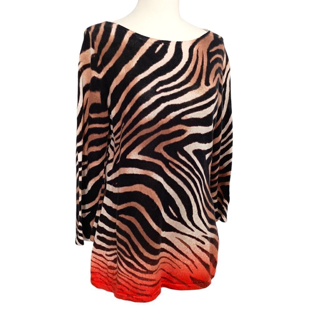 Ralph Lauren LRL Tunic Top Sz L Petite Linen Blend Knit Animal Print Mob Wife - Picture 3 of 16